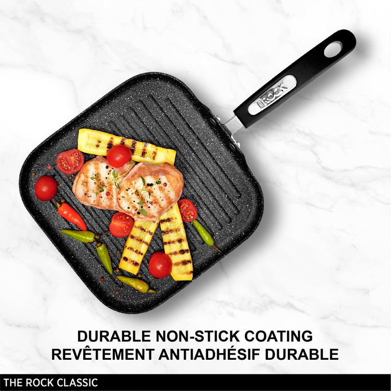 Starfrit The Rock 25cm (10") Non-Stick Grill Pan - Durable Forged Aluminium - Oven Safe - PFOA Free - Easy to Clean - Black - Image 2